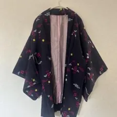 昭和レトロ　【新品未使用】レディース高級本仕立て 着物用　黒い羽織　しつけ糸あり