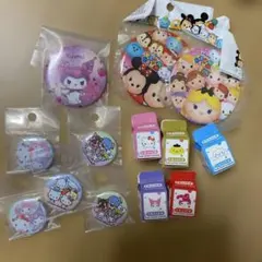 サンリオキャラクター 消しゴムとバッジ、ツムツムミラーセット