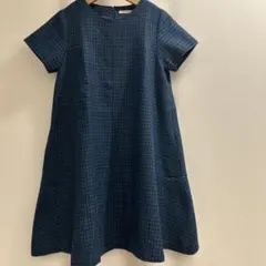 キャベジズアンドローゼズ　ウールチェックワンピース　ブルー系
