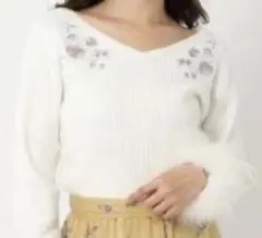 ミッシュマッシュ 刺繍 ニット グレー