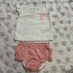 baby GAP セットアップ 80サイズ ピンク ギンガムチェック Tシャツ