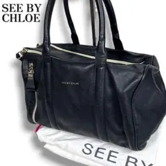 袋付き SEE BY CHLOE クロエ ミニボストン ハンドバッグ ブラック 