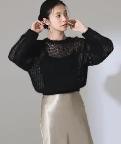 【Demi-Luxe BEAMS】新品未使用 フラッフィモヘヤクルーネックニット