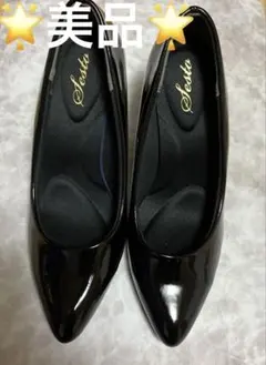 ⭐︎美品⭐︎ SESTO エナメルヒールパンプス 【ブラック✖️ヒョウ柄】