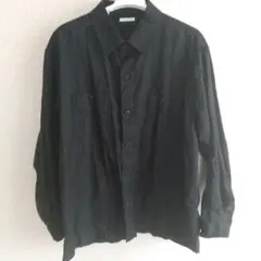GU リネンコットン長袖シャツ ブラック Mのサムネイル