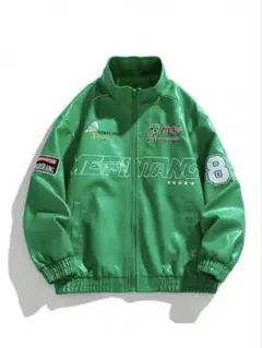 グリーン ジップアップジャケット