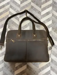 本革 ビジネスバッグ メンズ レザー 16インチPC対応 ショルダー付き 未使用