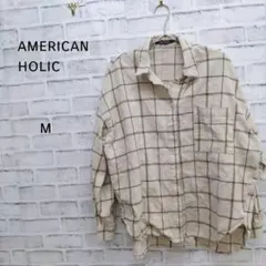 AMERICAN HOLIC チェックシャツ 長袖 ベージュ M　オーバーサイズ