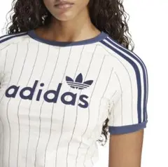 新品未使用タグ付き adidas ストライプ 半袖Tシャツ アイボリー