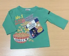 ダブルB ミキハウス 長袖Tシャツ ロンT 70cm グリーン シリアル柄