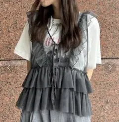 【最終セール】JEANASIS チュールフリルベスト