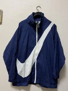 ナイキ　ビッグスウォッシュ　ナイロンジャケット　/XL　ネイビー×白　NIKE
