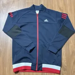 adidas ジップアップジャケット ジュニア160 サイズ　ネイビー/レッド