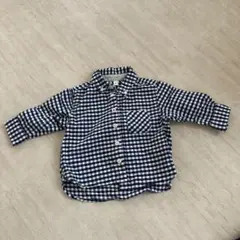無印良品ネイビーチェック柄 長袖シャツ 80