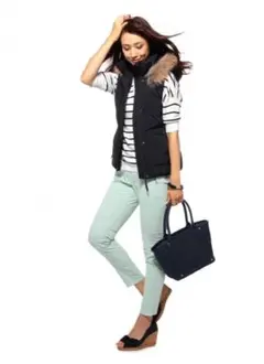 新品　プラステ　PLST ラクーンファー付 ダウンベスト L ブラック