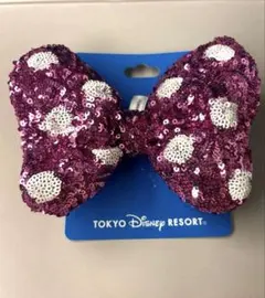 ディズニー　ヘアゴム ミニー リボン スパンコール ピンク