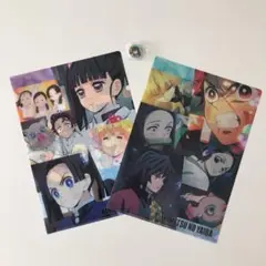 鬼滅の刃 クリアファイル 2枚セット +缶バッジ