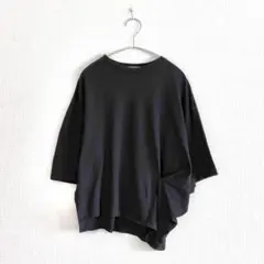 エンフォルド 変形　ハイツイスト天竺 Tシャツ　ゆったり　コットン　黒 D560のサムネイル