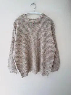 【美品】 ミックスヤーン 春 ニット プルオーバー レディース ピンク