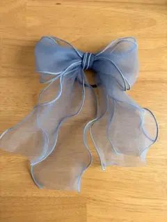 灰色 シフォンリボン ヘアアクセサリー