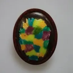 カラフル楕円形ブローチ 七宝焼