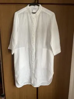 MaxMara リネン　ロングシャツ ホワイト 五分袖