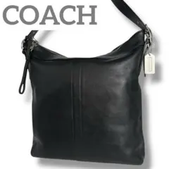 美品 コーチ ショルダーバッグ ブラック レザー 斜めがけ シルバー金具