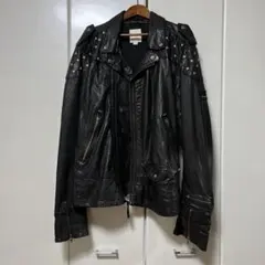 DIESEL ラムレザー ダブルライダースジャケット スタッズ ブラック XLのサムネイル