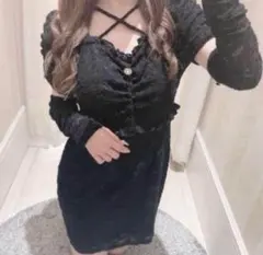 evelyn クロスビジューレースワンピース ブラック　最終値下げ