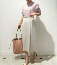 【ロペピクニック】ラップ風デザインロングタイトスカート ☆ライトベージュ☆M