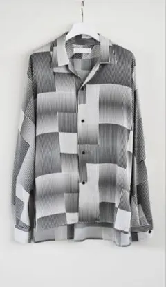 ETHOSENS 美品 ドレープオープンカラーチェックシャツ 1