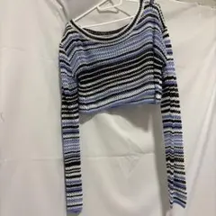 ストライプ クロップドトップ 長袖