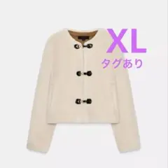 ZARA トグルボタン フェイクファージャケット　エクリュ　XL