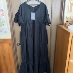 ClassicalEvon 新品ブラック ロングワンピース ティアード XL