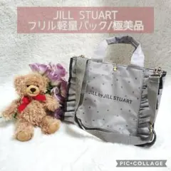 美品/JILLSTUART/フリルショルダーバッグ/グレー/ハートドット柄/軽量