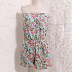 新品　ANAP 総柄 ベアトップ ショートオール　Fのサムネイル