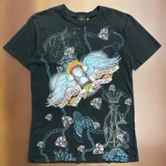 Christian Audigier Tシャツ 両面プリント 古着 黒 Mサイズ