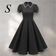 メイドワンピース レディース 黒 Sサイズ レトロ Aライン ハロウィン　仮装