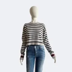 Max Mara／ヴァージンウール ボーダー ニット セーター ショート丈