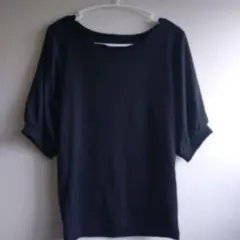 黒のリブ編み半袖Tシャツ　Ｌサイズ