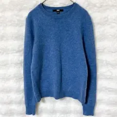 美品 ユニクロ カシミヤ クルーネックセーター ブルー 上質 柔らか 爽やか