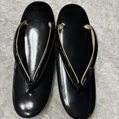 黒 厚底草履 エナメル製22.5センチ