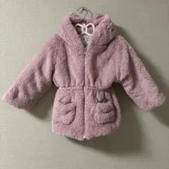 110cm/ピンク色/くま/ボア/ミニポケット/フリースフードコート