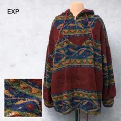EXP フリースパーカー ボア ハーフジップ アウトドア風 古着 フーディ