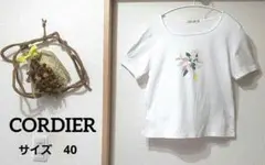【CORDIER】花柄プリント 半袖Tシャツ ホワイトのサムネイル