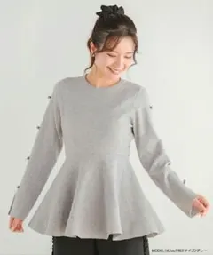 お値下げ☆Fit more 袖リボンペプラムニット