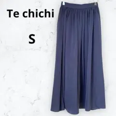テチチ ロングスカート フレア S バックゴム 艶感 上品 美シルエット 青紫のサムネイル