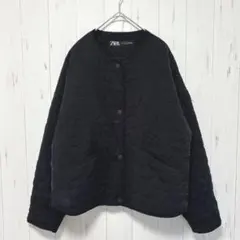 Y355 ZARA ザラ　ノーカラーキルティングジャケット　ハート　Ｍ　アウター