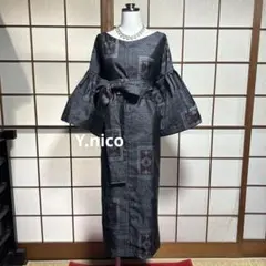 身幅54《格子大島紬のセットアップ》着物リメイク 2025年最新】紬リメイクセットアップの人気アイテム - メルカリ