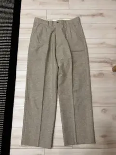 古着　スラックス　ストレートパンツ　ベージュ　ナチュラル　センタープレス